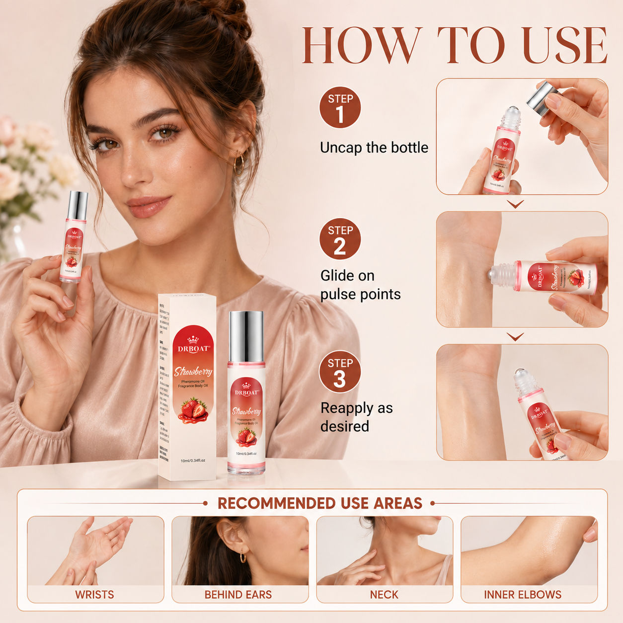 여성을 위한 딸기 향 롤온 향수 오일 10ml, 오래  - Perfume Fragrance Oil 리뷰 및 가격